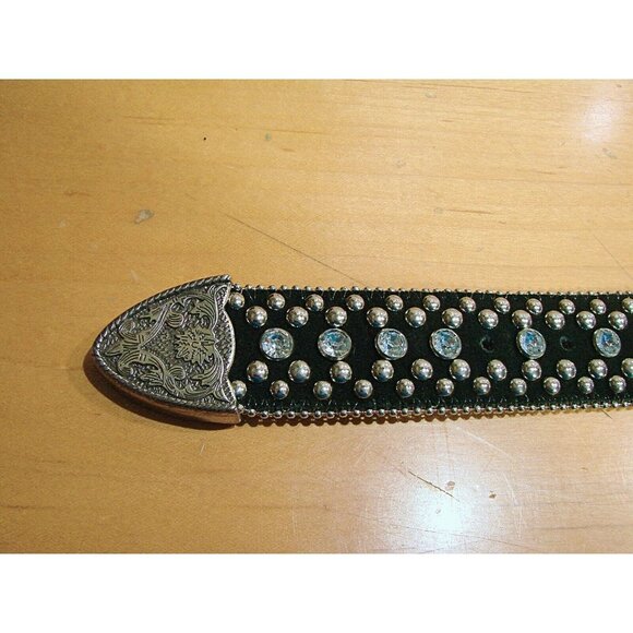 Guess Womens Black Studded Rhinestones Embossed Metal Buckle Size M 925121 - Picture 5 of 12